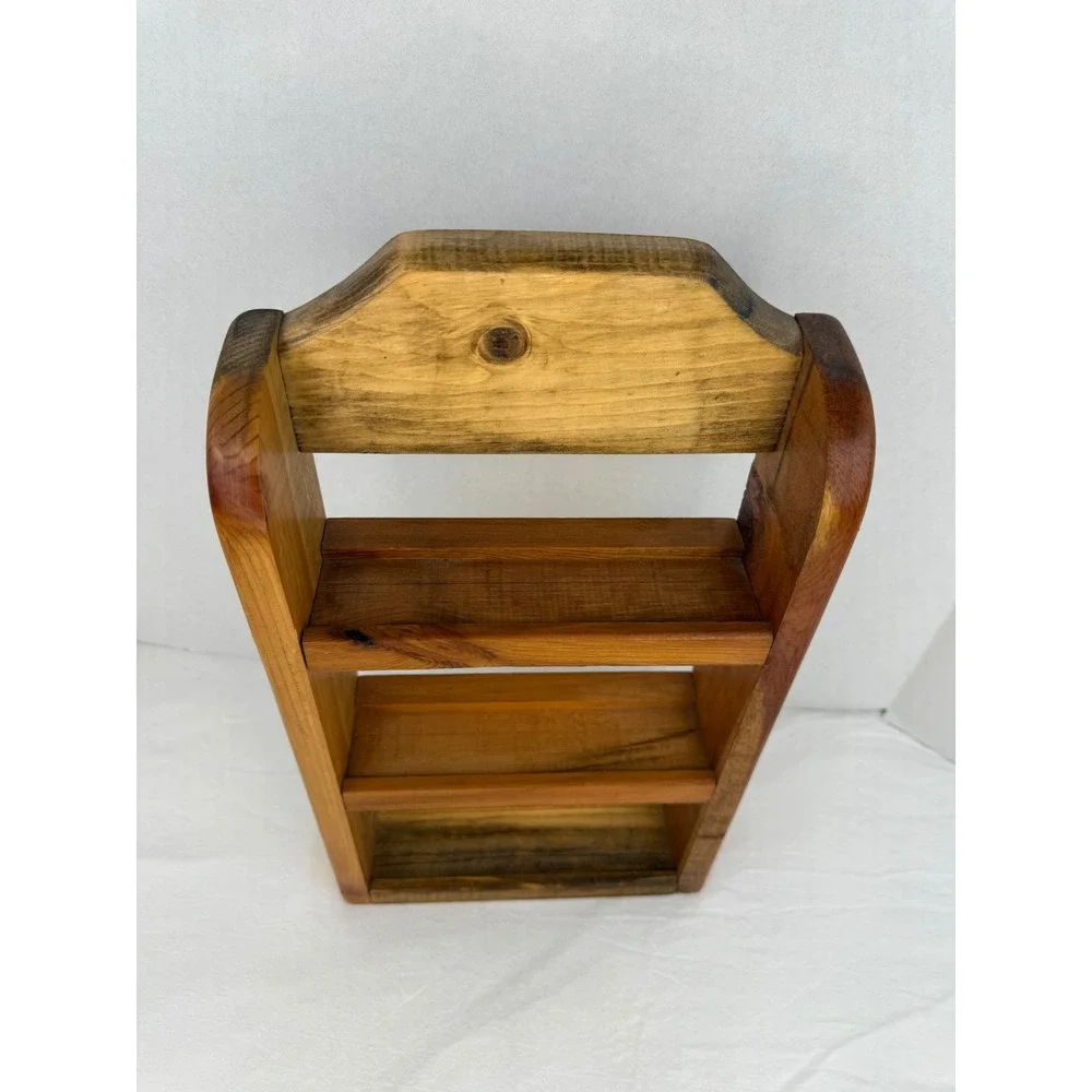Handmade Rustic Wood Spice Rack Wall Mounted 3 Tier Display Shelf Farmhouse